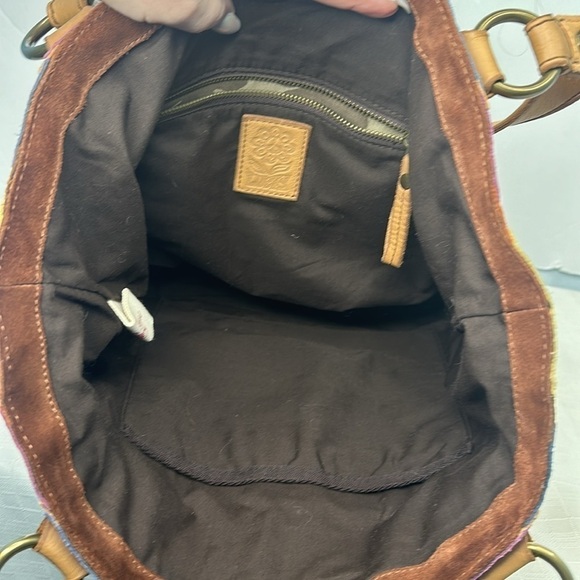 LUCKY BRAND MultiColor Scallop Patchwork Leather Shoulder Boho Tote - Picture 8 of 11